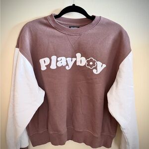 Playboy By Pacsun Brown And Cream With Floral Pattern On Sleeve Women's Size Sm